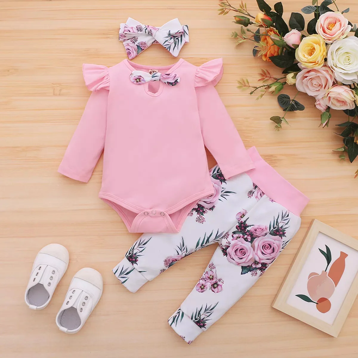 Ensemble imprimé 3pcs pour bébé fille – Image 9