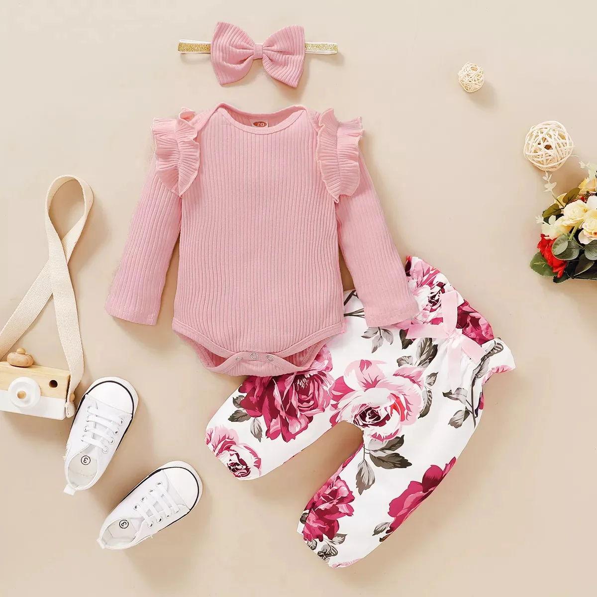 Ensemble imprimé 3pcs pour bébé fille